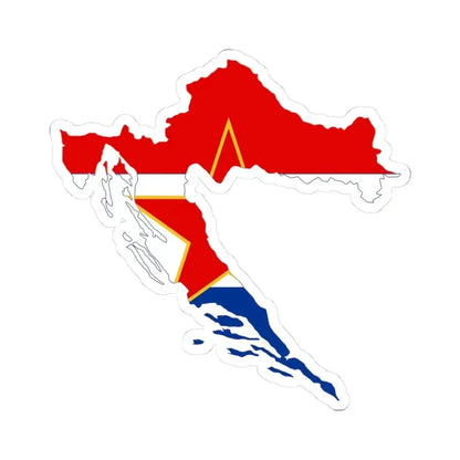Flag map of Croatia 1947-1990 (Croatia) STICKER Vinyl Kiss-Cut Decal 3 Inch White - The Sticker Space