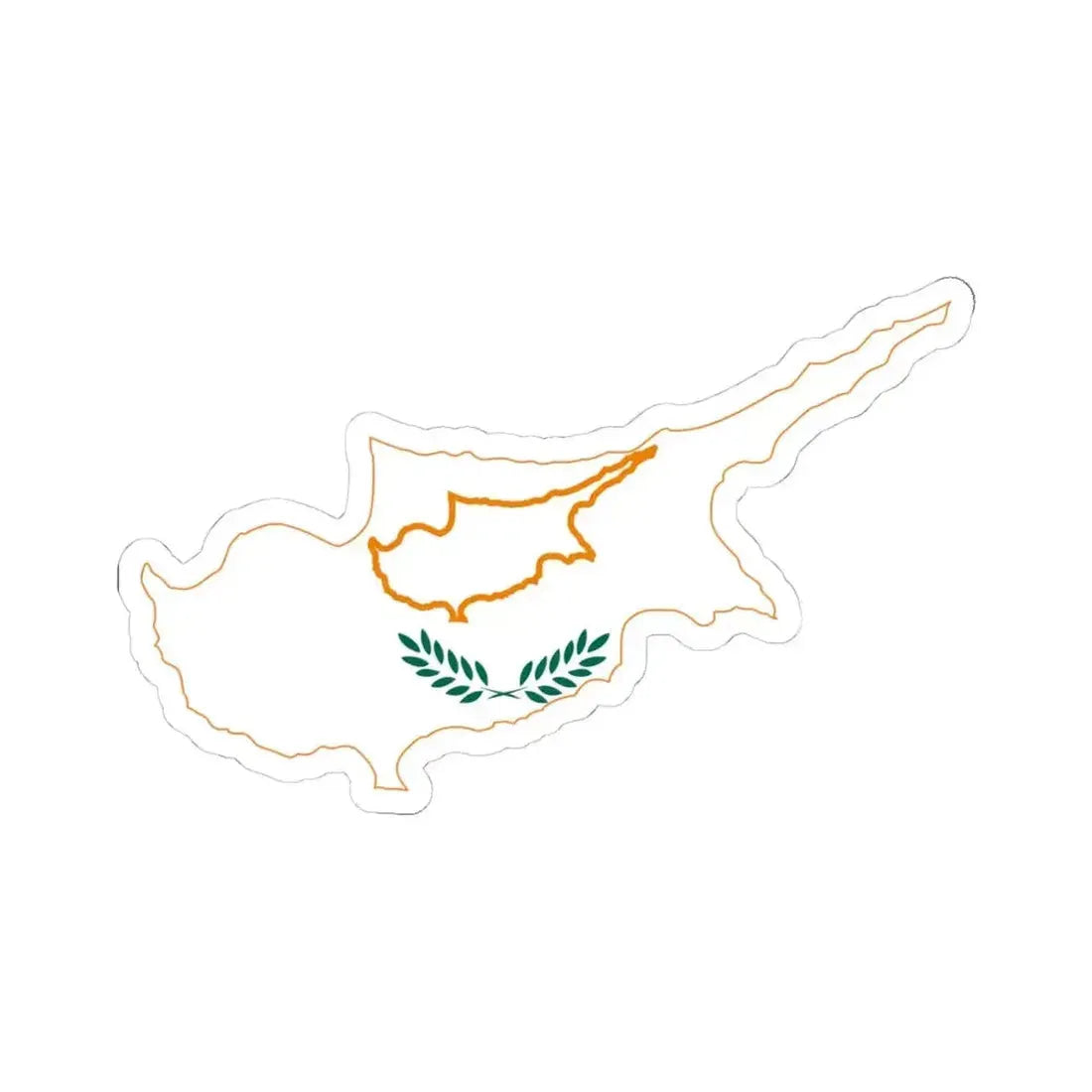Flag-map of Cyprus 1960 (Cyprus) STICKER Vinyl Kiss-Cut Decal 4 Inch White - The Sticker Space