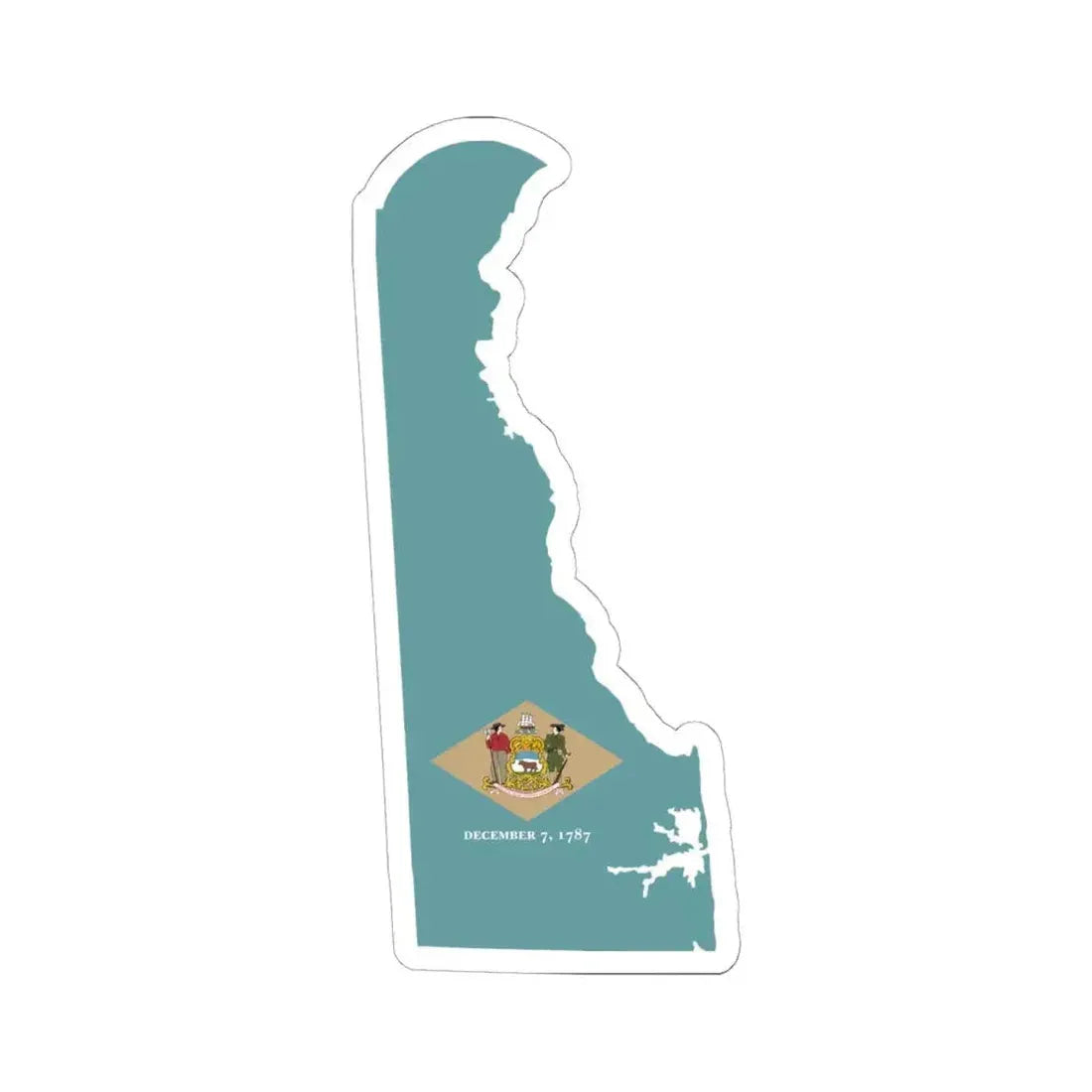 Flag-map of Delaware (United States) STICKER Vinyl Kiss-Cut Decal 6 Inch White - The Sticker Space