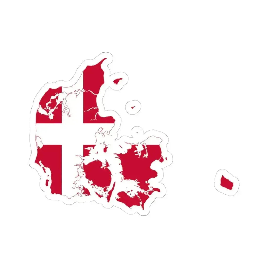 Flag-map of Denmark (Denmark) STICKER Vinyl Kiss-Cut Decal 4 Inch White - The Sticker Space