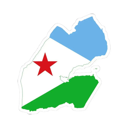 Flag map of Djibouti (Djibouti) STICKER Vinyl Kiss-Cut Decal 3 Inch White - The Sticker Space