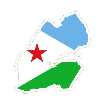 Flag map of Djibouti (Djibouti) STICKER Vinyl Kiss-Cut Decal 6 Inch White - The Sticker Space