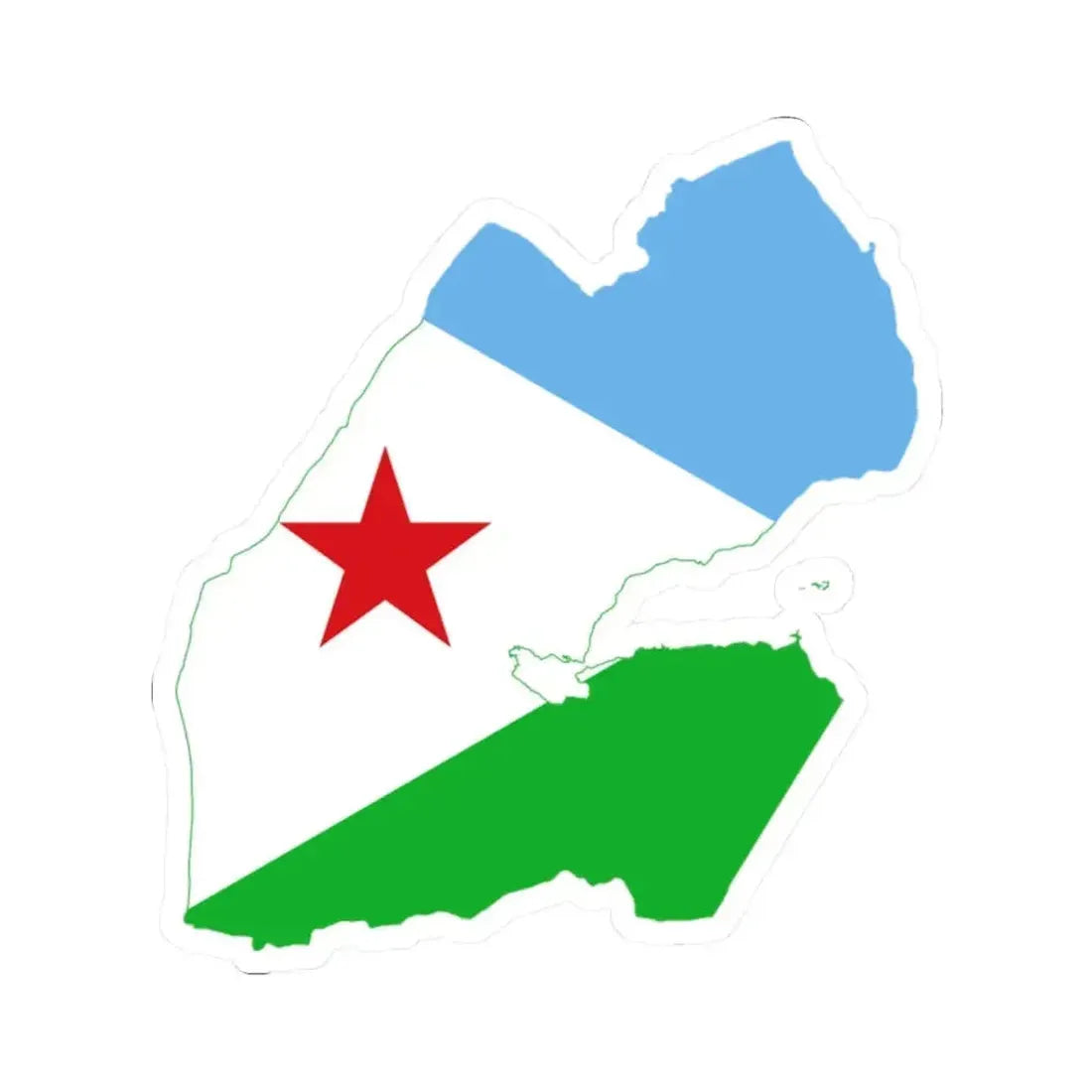 Flag map of Djibouti (Djibouti) STICKER Vinyl Kiss-Cut Decal - The Sticker Space