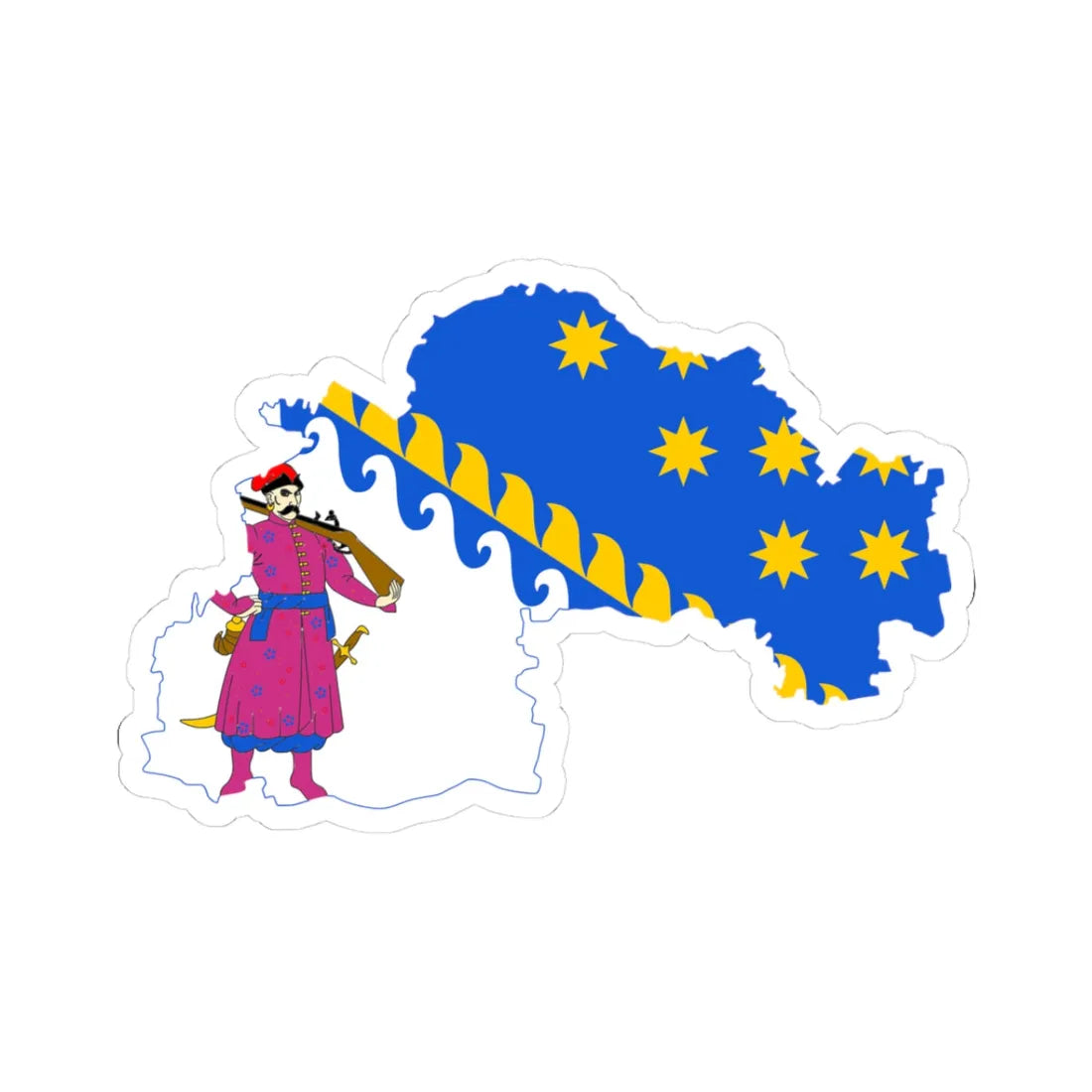 Flag-map of Dnipropetrovsk Oblast (Ukraine) STICKER Vinyl Kiss-Cut Decal 3 Inch White - The Sticker Space