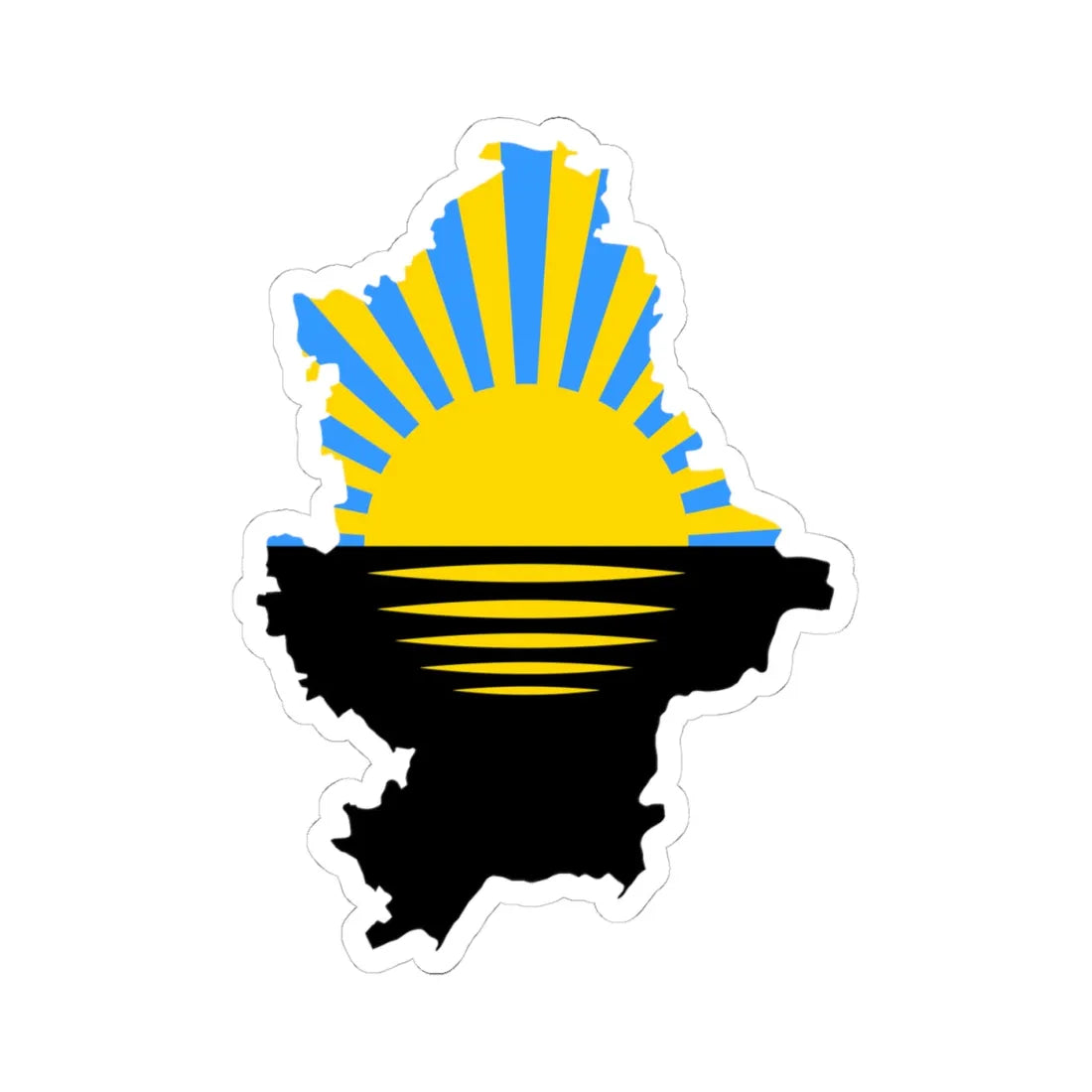 Flag-map of Donetsk Oblast (Ukraine) STICKER Vinyl Kiss-Cut Decal 4 Inch White - The Sticker Space