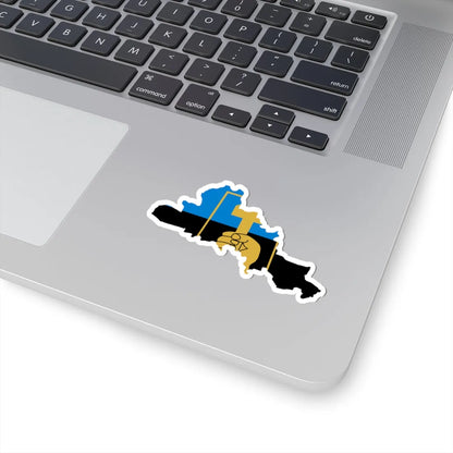 Flag-map of Donetsk (Ukraine) STICKER Vinyl Kiss-Cut Decal - The Sticker Space