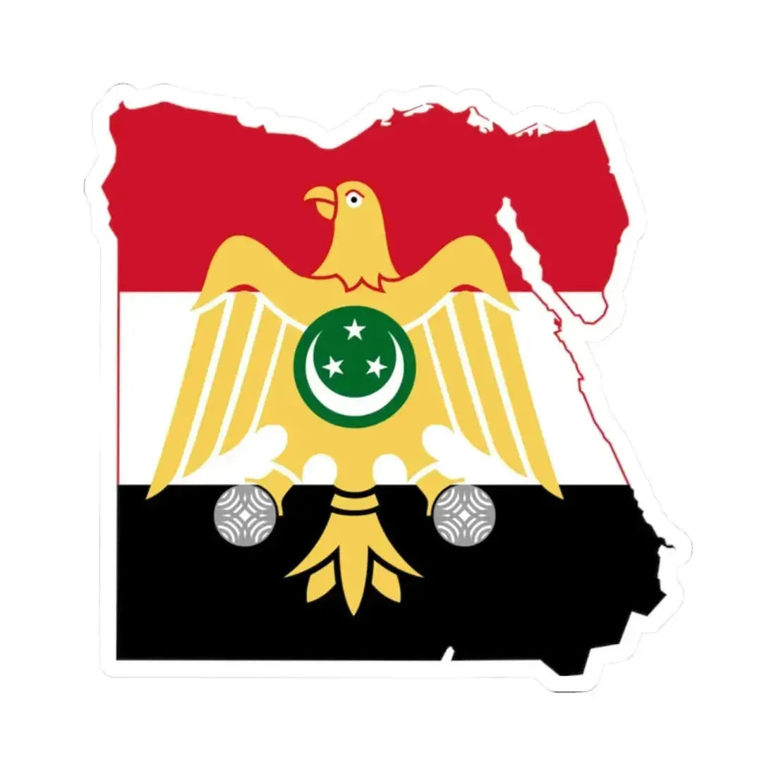 Flag map of Egypt 1952-1958 (Egypt) STICKER Vinyl Kiss-Cut Decal 2 Inch White - The Sticker Space