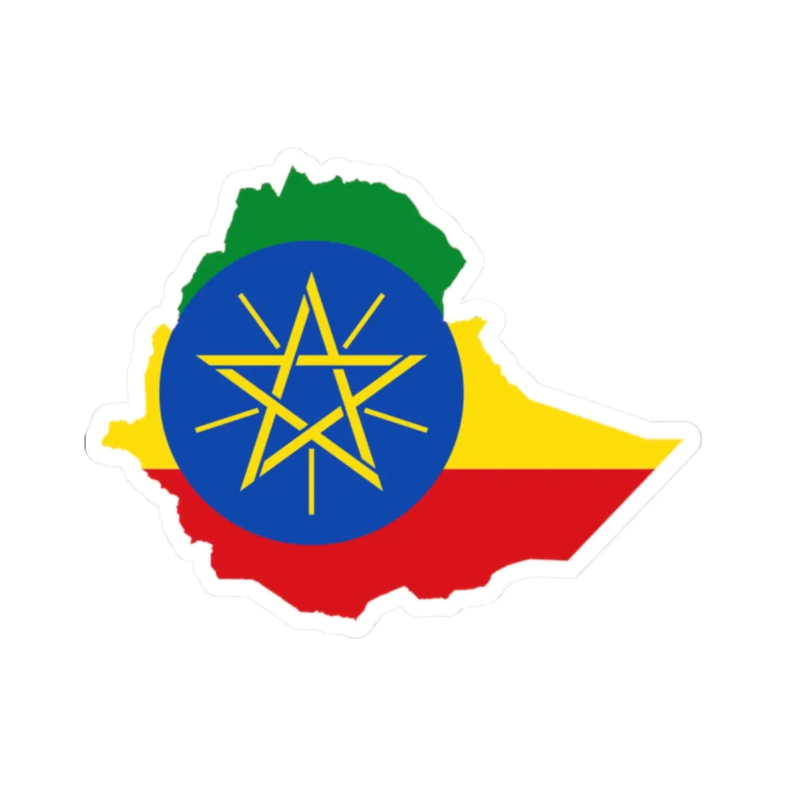 Flag map of Ethiopia (Ethiopia) STICKER Vinyl Kiss-Cut Decal 2 Inch White - The Sticker Space
