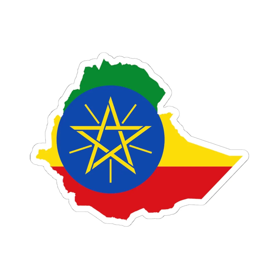 Flag map of Ethiopia (Ethiopia) STICKER Vinyl Kiss-Cut Decal 6 Inch White - The Sticker Space