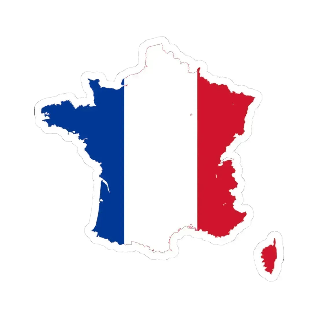 Flag-map of France (France) STICKER Vinyl Kiss-Cut Decal 3 Inch White - The Sticker Space