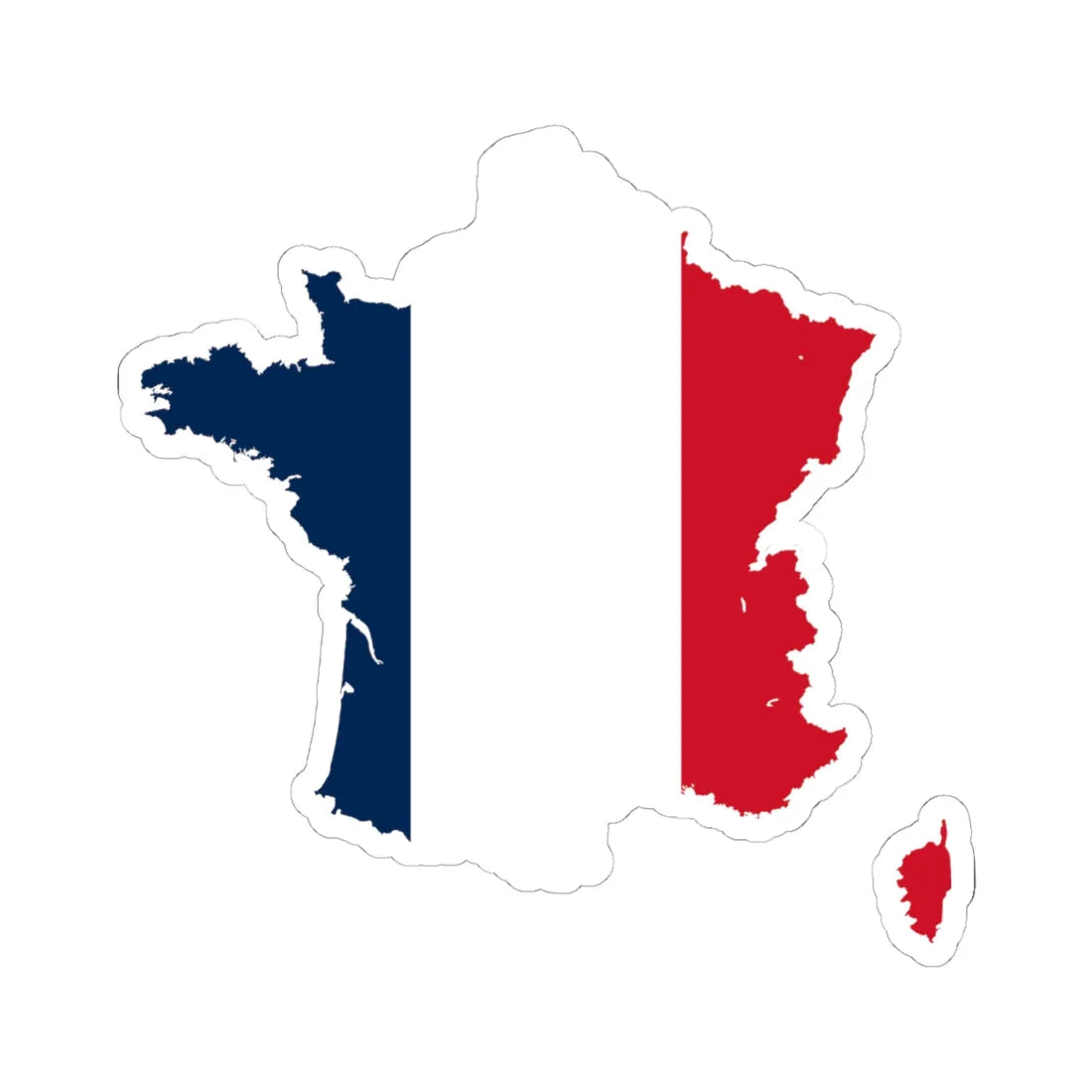 Flag map of France (France) STICKER Vinyl Kiss-Cut Decal 6 Inch White - The Sticker Space