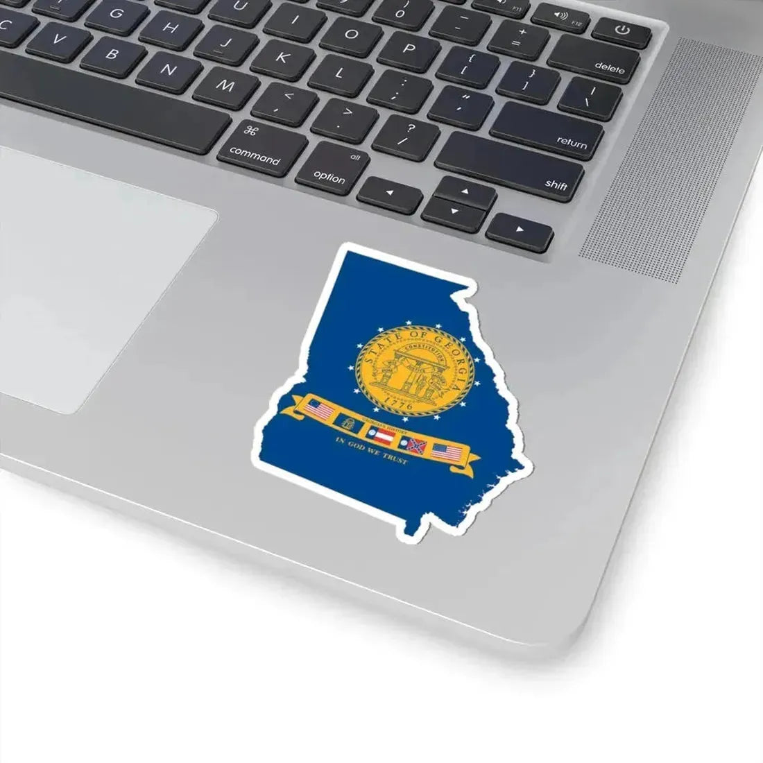 Flag-map of Georgia U.S. state 2001-2003 (United States) STICKER Vinyl Kiss-Cut Decal - The Sticker Space