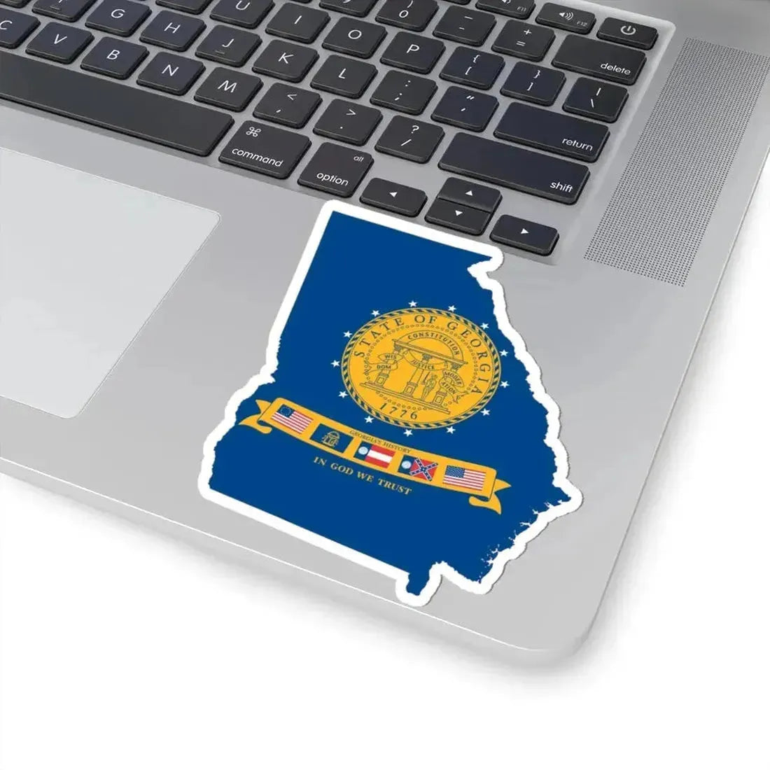 Flag-map of Georgia U.S. state 2001-2003 (United States) STICKER Vinyl Kiss-Cut Decal - The Sticker Space