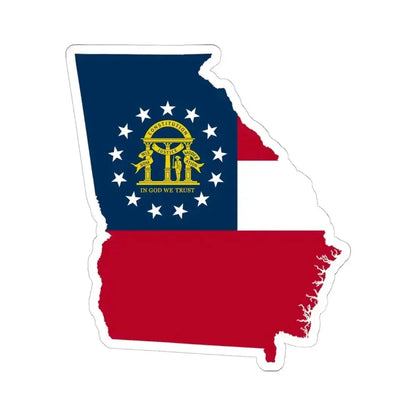 Flag-map of Georgia U.S. state (United States) STICKER Vinyl Kiss-Cut Decal 6 Inch White - The Sticker Space