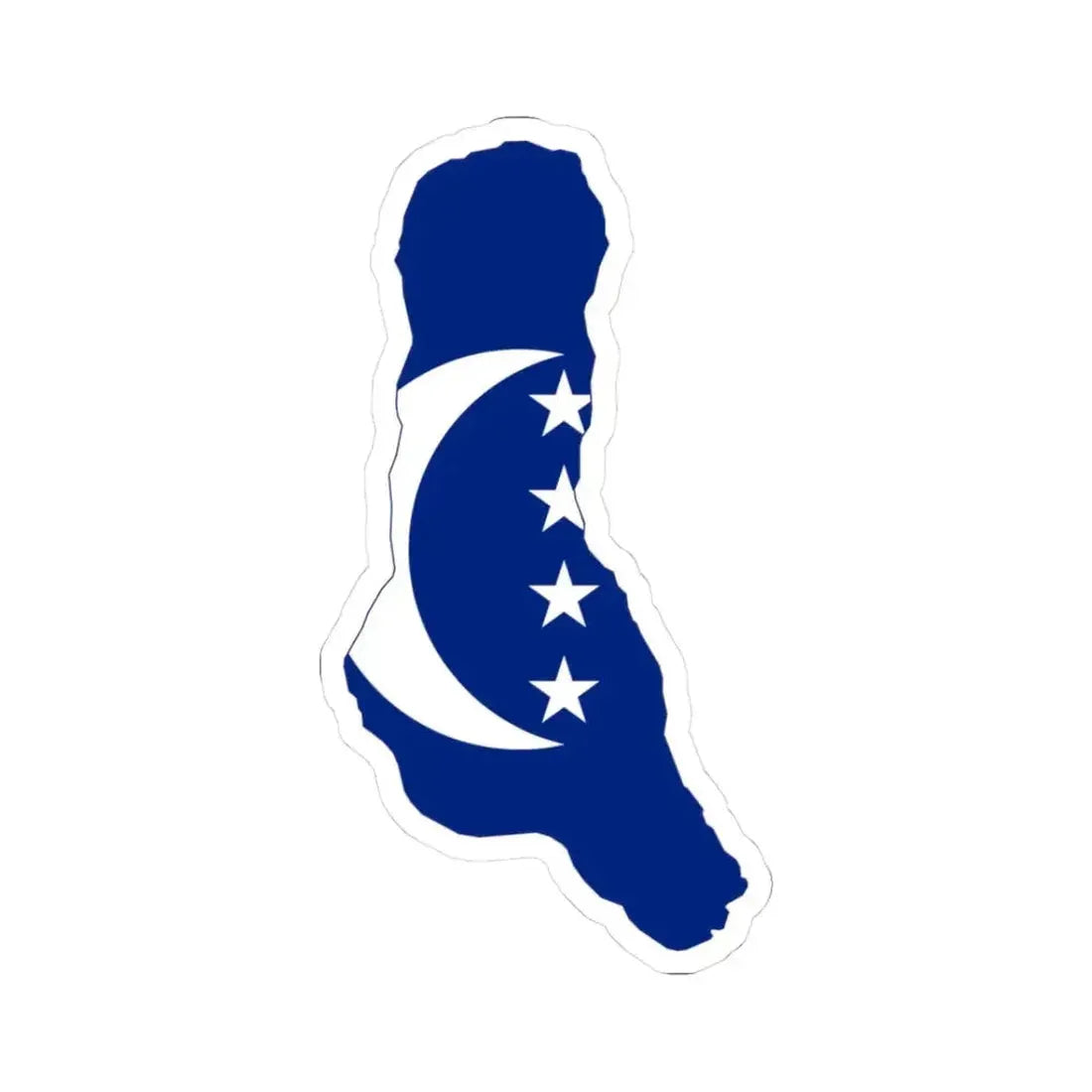 Flag map of Grande Comore (Comoros) STICKER Vinyl Kiss-Cut Decal 3 Inch White - The Sticker Space