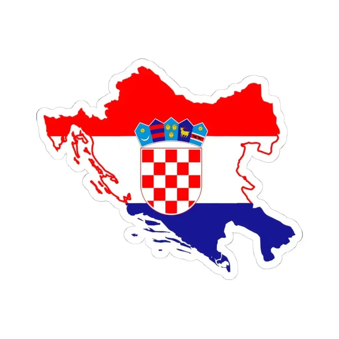 Flag-map of Greater Croatia (Croatia) STICKER Vinyl Kiss-Cut Decal 4 Inch White - The Sticker Space