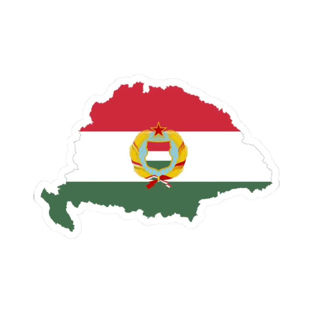 Flag-map of Greater Hungary Kadar coat of arms (Hungary) STICKER Vinyl Kiss-Cut Decal 2 Inch White - The Sticker Space