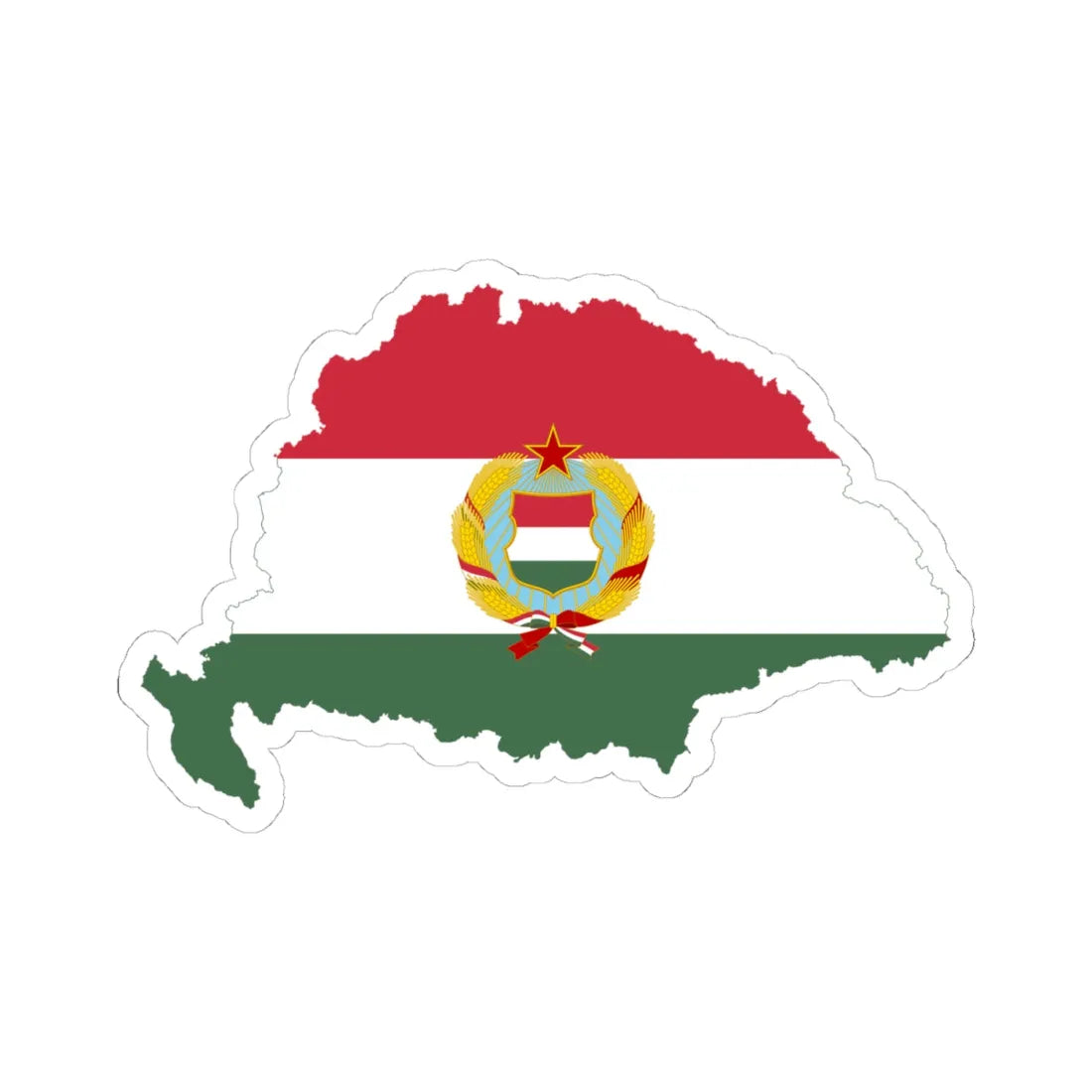 Flag-map of Greater Hungary Kadar coat of arms (Hungary) STICKER Vinyl Kiss-Cut Decal 4 Inch White - The Sticker Space