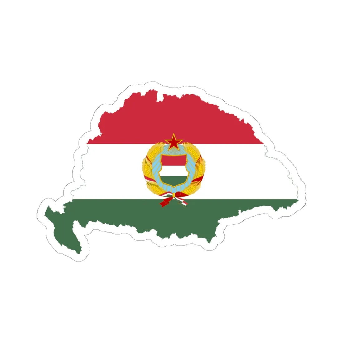 Flag-map of Greater Hungary Kadar coat of arms (Hungary) STICKER Vinyl Kiss-Cut Decal 6 Inch White - The Sticker Space