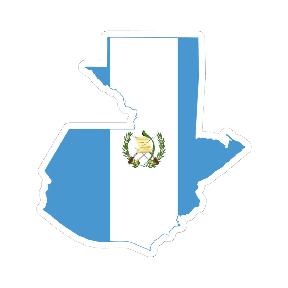 Flag map of Guatemala (Guatemala) STICKER Vinyl Kiss-Cut Decal 4 Inch White - The Sticker Space