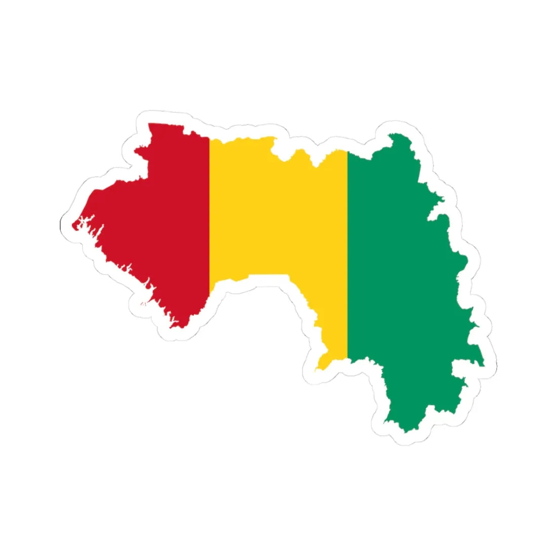 Flag map of Guinea (Guinea) STICKER Vinyl Kiss-Cut Decal 3 Inch White - The Sticker Space