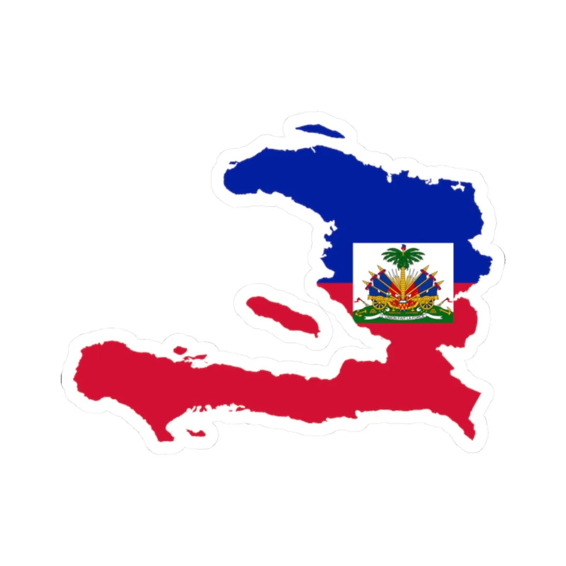 Flag map of Haiti (Haiti) STICKER Vinyl Kiss-Cut Decal 2 Inch White - The Sticker Space