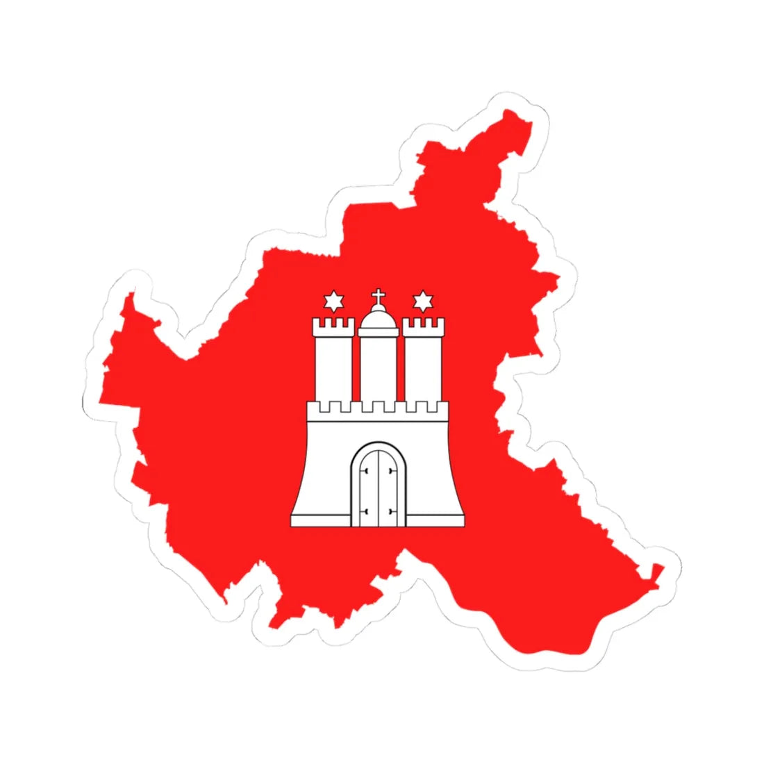 Flag map of Hamburg (Germany) STICKER Vinyl Kiss-Cut Decal 3 Inch White - The Sticker Space