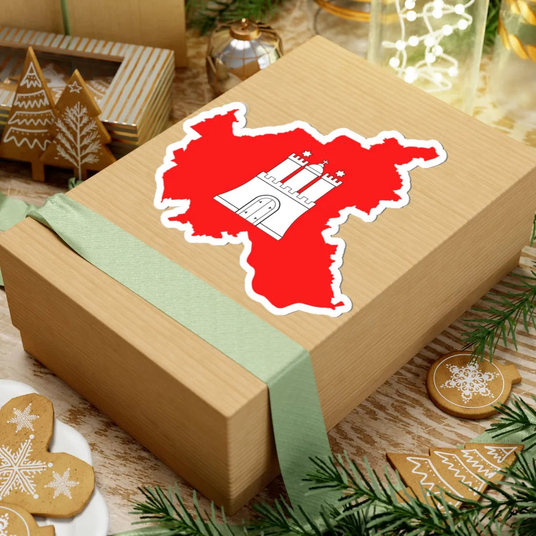 Flag map of Hamburg (Germany) STICKER Vinyl Kiss-Cut Decal - The Sticker Space