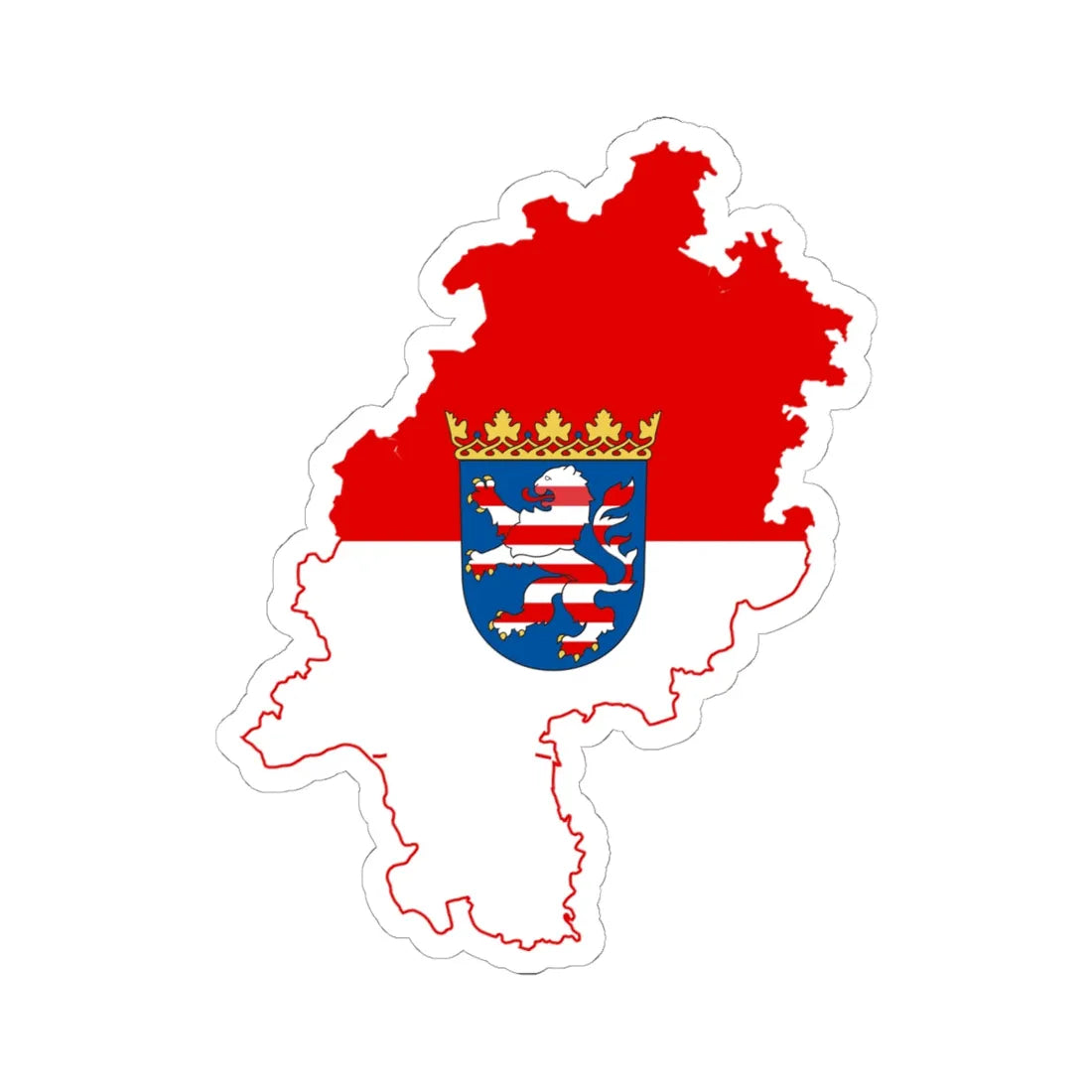 Flag map of Hesse (Germany) STICKER Vinyl Kiss-Cut Decal 6 Inch White - The Sticker Space