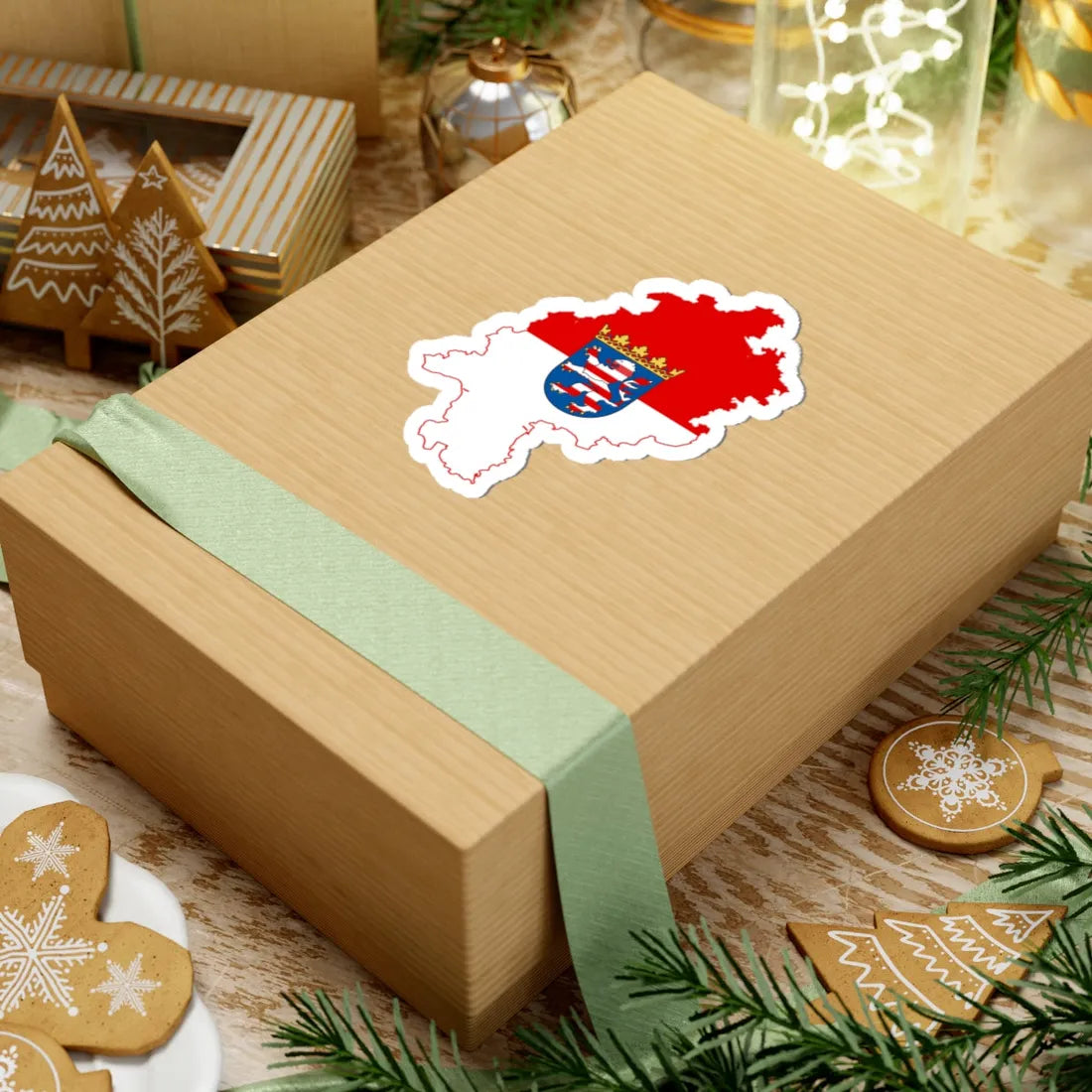 Flag map of Hesse (Germany) STICKER Vinyl Kiss-Cut Decal - The Sticker Space