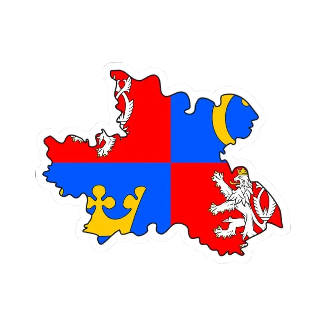 Flag-map of Hradec Kralove Region (Czech Republic) STICKER Vinyl Kiss-Cut Decal 2 Inch White - The Sticker Space