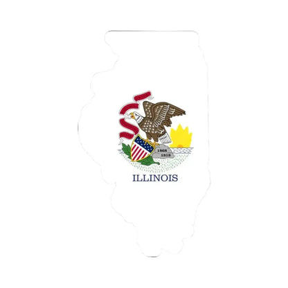 Flag-map of Illinois without stroke (United States) STICKER Vinyl Kiss-Cut Decal 2 Inch White - The Sticker Space