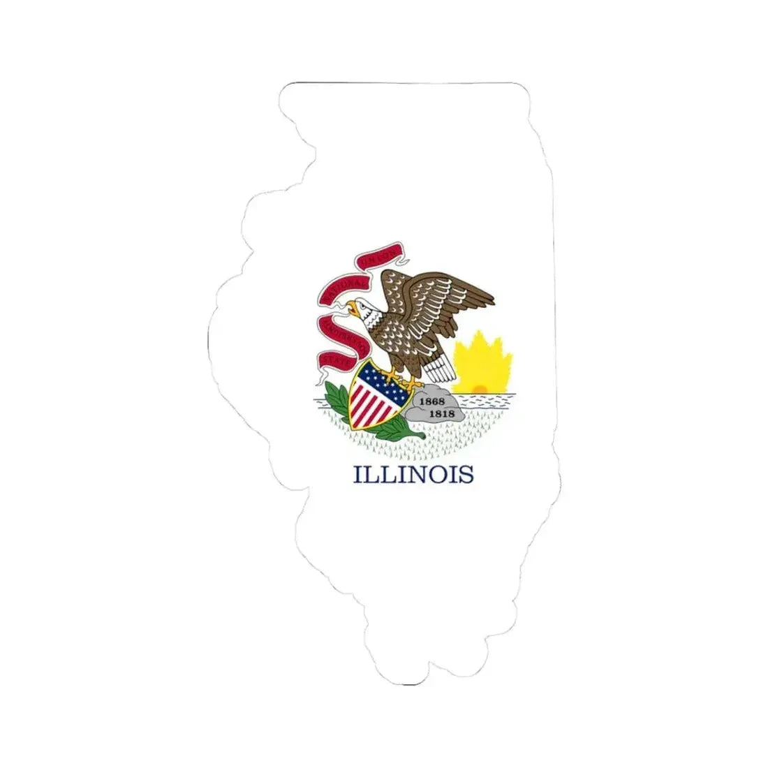 Flag-map of Illinois without stroke (United States) STICKER Vinyl Kiss-Cut Decal 3 Inch White - The Sticker Space