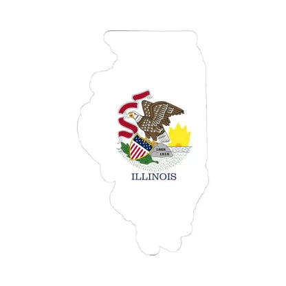 Flag-map of Illinois without stroke (United States) STICKER Vinyl Kiss-Cut Decal 4 Inch White - The Sticker Space