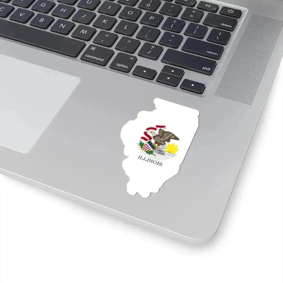 Flag-map of Illinois without stroke (United States) STICKER Vinyl Kiss-Cut Decal - The Sticker Space