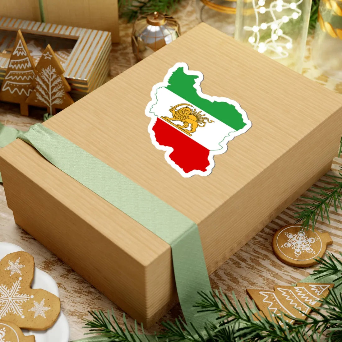 Flag-map of Iran 1964-1980 (Iran) STICKER Vinyl Kiss-Cut Decal - The Sticker Space