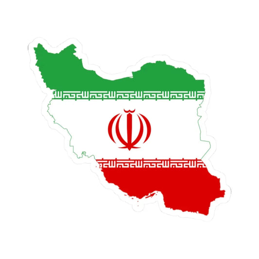 Flag-map of Iran precise boundaries (Iran) STICKER Vinyl Kiss-Cut Decal 2 Inch White - The Sticker Space