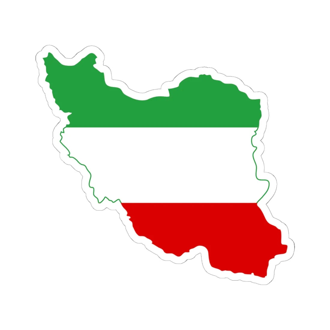 Flag-map of Iran tricolour (Iran) STICKER Vinyl Kiss-Cut Decal 6 Inch White - The Sticker Space