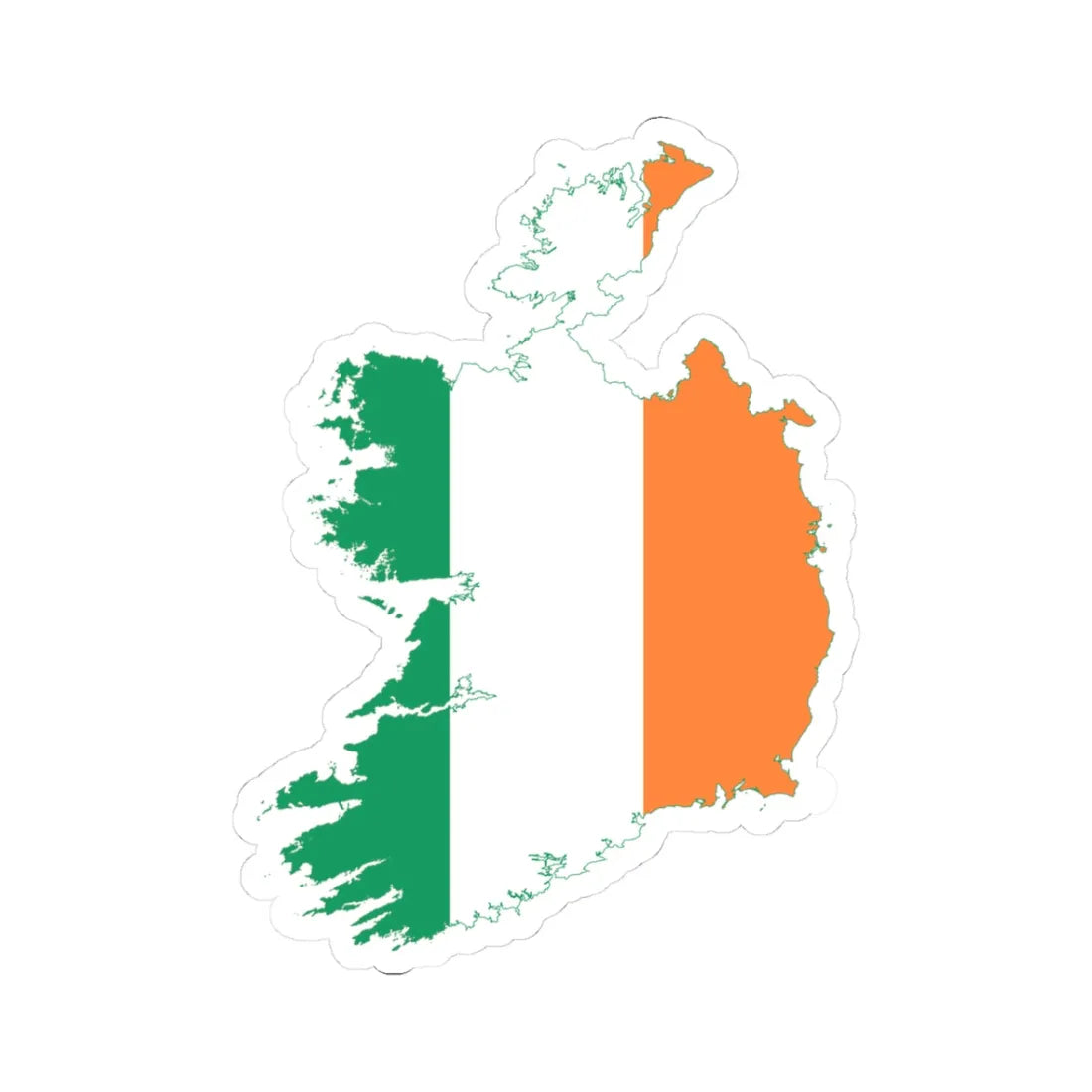 Flag-map of Ireland (Ireland) STICKER Vinyl Kiss-Cut Decal 3 Inch White - The Sticker Space