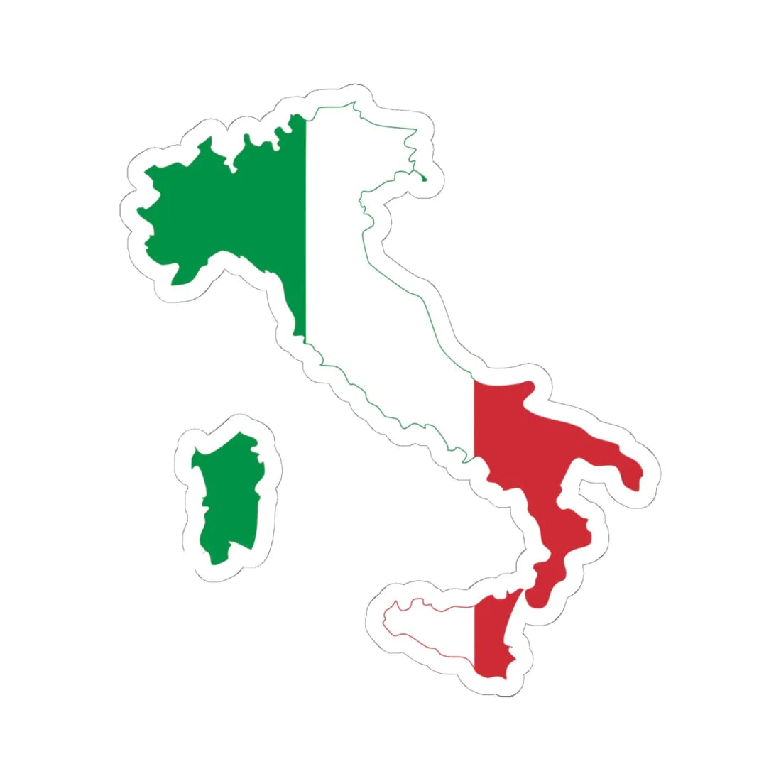 Flag map of Italy (Italy) STICKER Vinyl Kiss-Cut Decal 6 Inch White - The Sticker Space