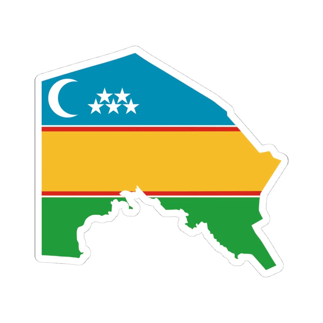 Flag-map of Karakalpakstan (Uzbekistan) STICKER Vinyl Kiss-Cut Decal 4 Inch White - The Sticker Space