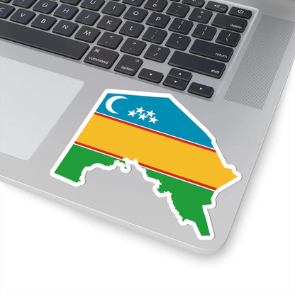 Flag-map of Karakalpakstan (Uzbekistan) STICKER Vinyl Kiss-Cut Decal - The Sticker Space