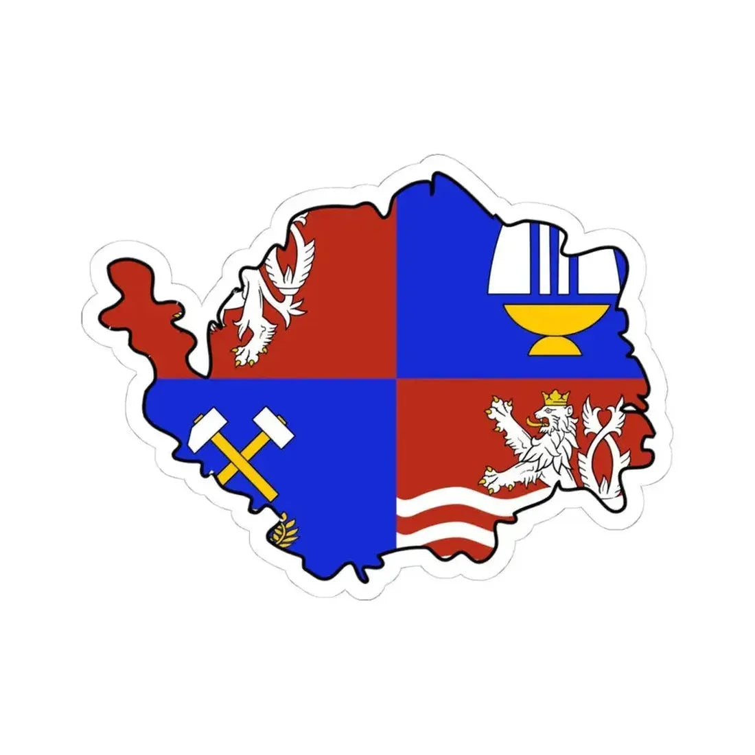 Flag-map of Karlovy Vary Region (Czech Republic) STICKER Vinyl Kiss-Cut Decal 4 Inch White - The Sticker Space