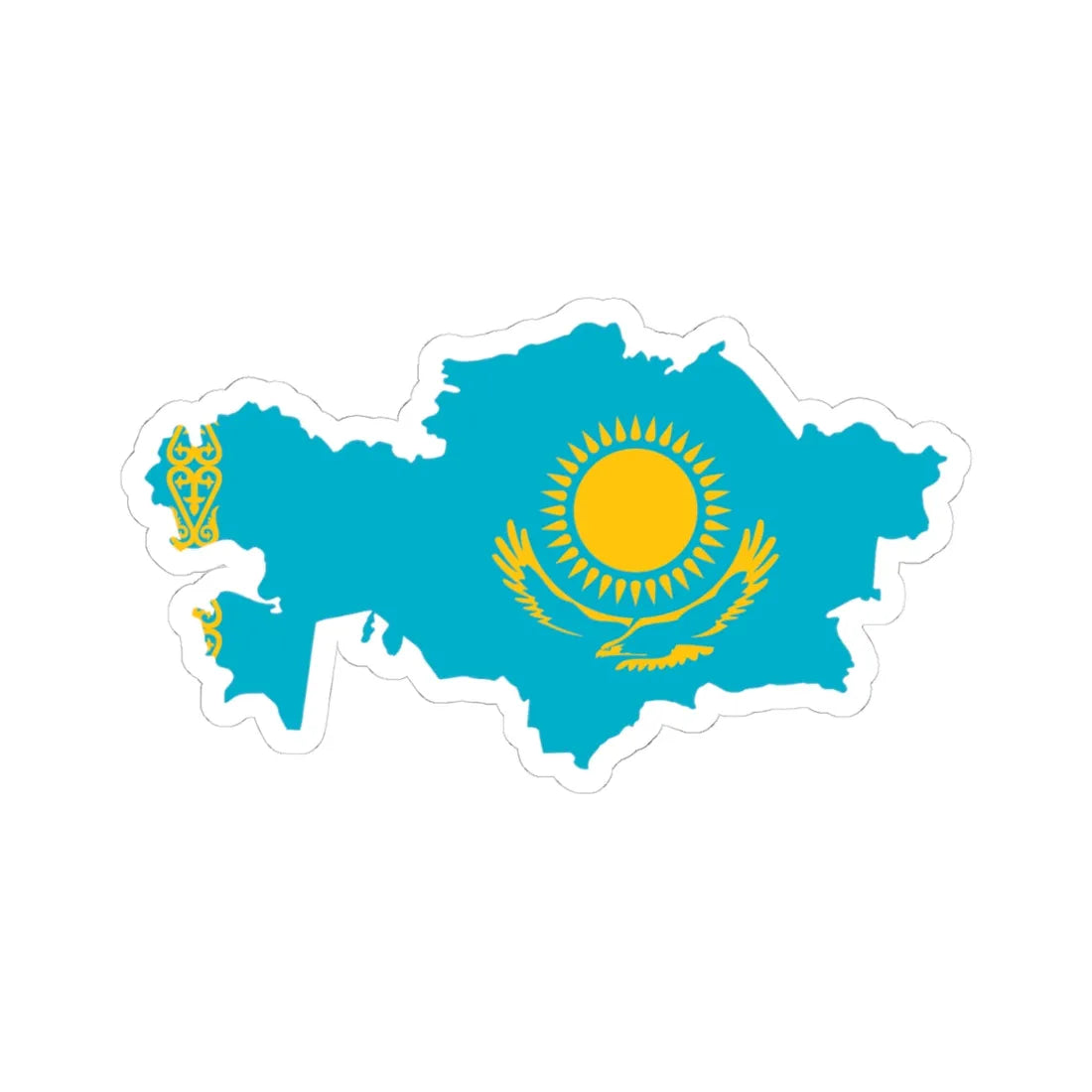 Flag map of Kazakhstan (Kazakhstan) STICKER Vinyl Kiss-Cut Decal 4 Inch White - The Sticker Space