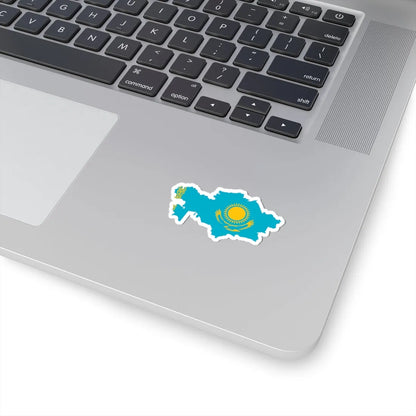 Flag map of Kazakhstan (Kazakhstan) STICKER Vinyl Kiss-Cut Decal - The Sticker Space