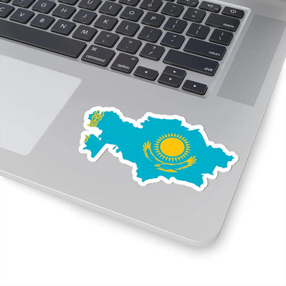 Flag map of Kazakhstan (Kazakhstan) STICKER Vinyl Kiss-Cut Decal - The Sticker Space