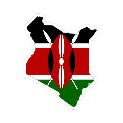 Flag map of Kenya (Kenya) STICKER Vinyl Kiss-Cut Decal 3 Inch White - The Sticker Space