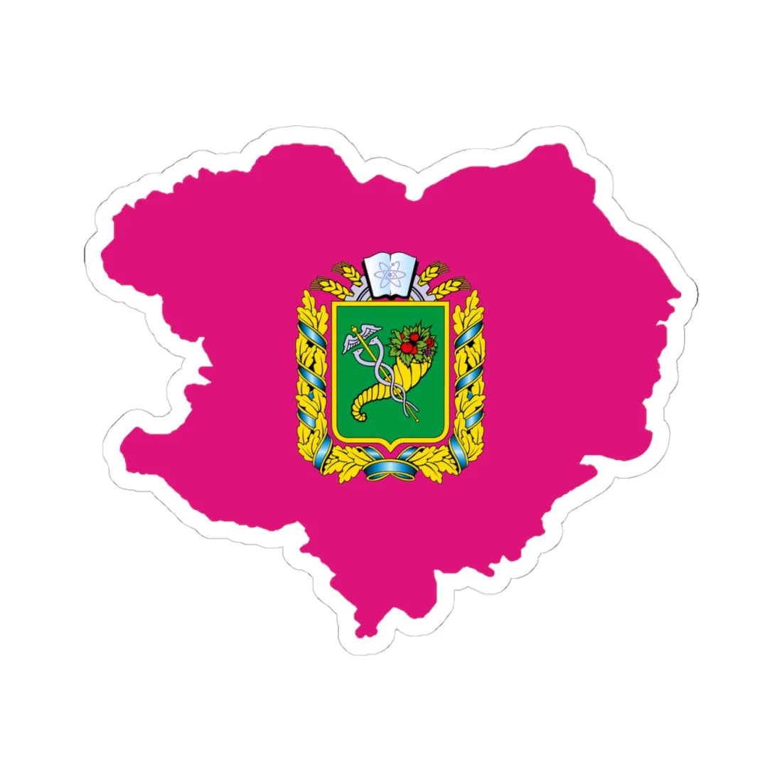 Flag-map of Kharkiv Oblast (Ukraine) STICKER Vinyl Kiss-Cut Decal 4 Inch White - The Sticker Space