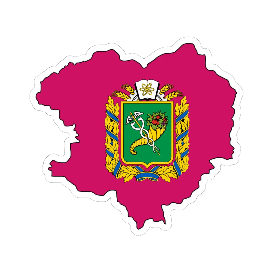 Flag-map of Kharkiv Oblast variant (Ukraine) STICKER Vinyl Kiss-Cut Decal 4 Inch White - The Sticker Space