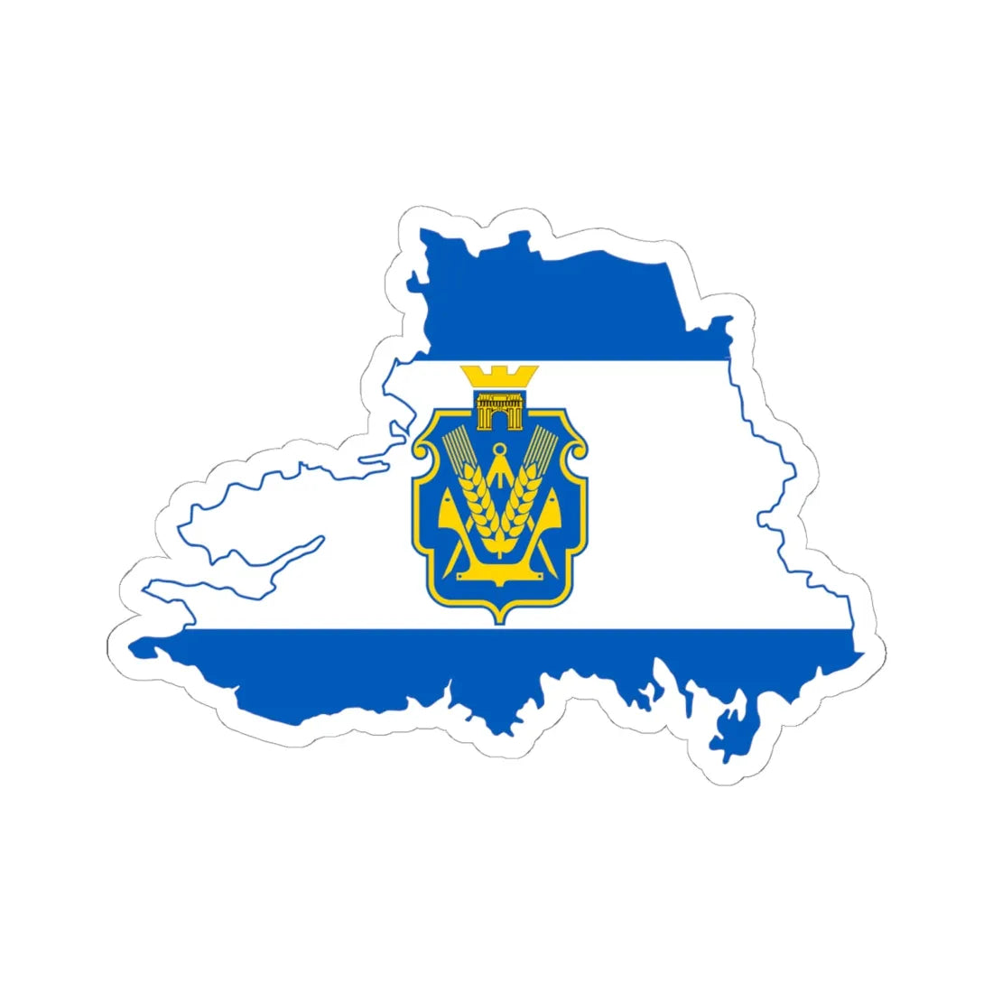 Flag-map of Kherson Oblast (Ukraine) STICKER Vinyl Kiss-Cut Decal 6 Inch White - The Sticker Space